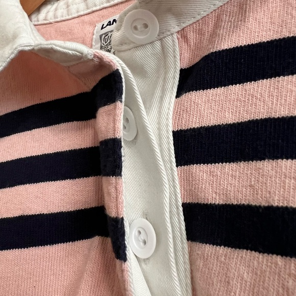 Women’s Land’s End classic rugby, Pink & Navy stripes, size Large - Picture 3 of 5